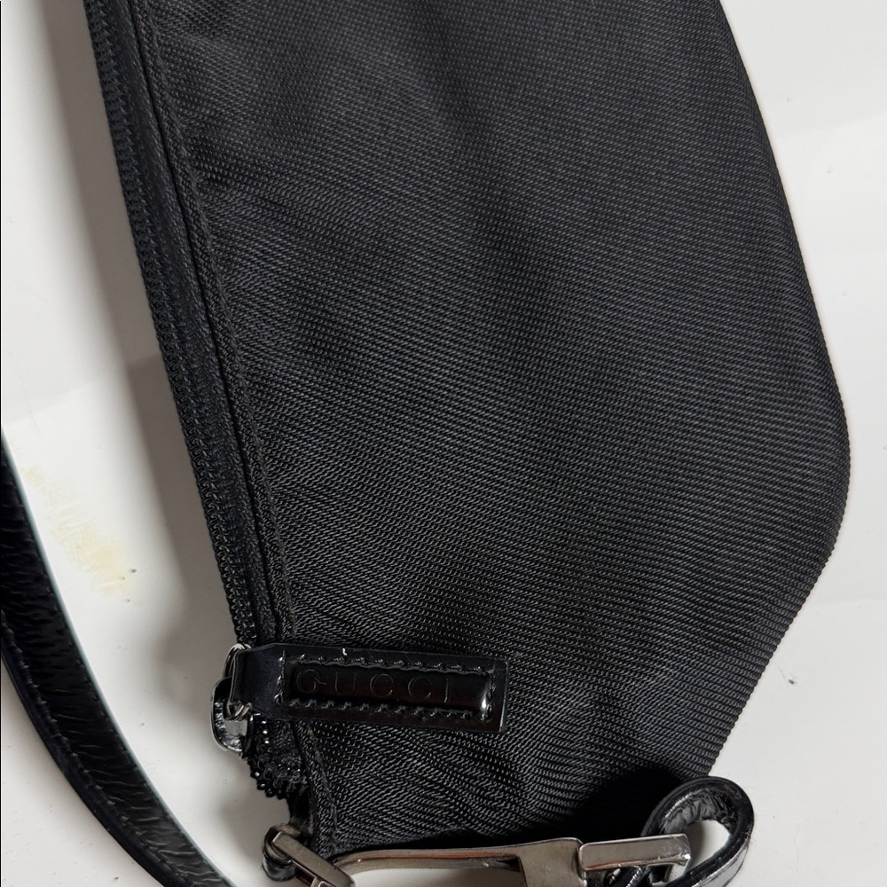 Gucci Black Nylon Men’s Belt Bag with Leather Trim